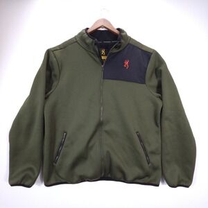 Browning Fleece Jacket Mens XL Olive Green Sherpa Lined Full Zip Outdoor Hunting